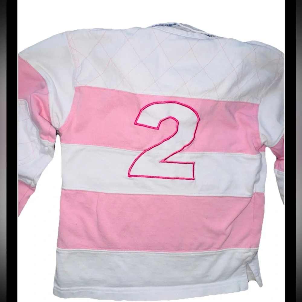 Lansdowne Heritage Collection‎ Kids Rugby Jersey Pink White Stripe SZ 3/4 Cotton